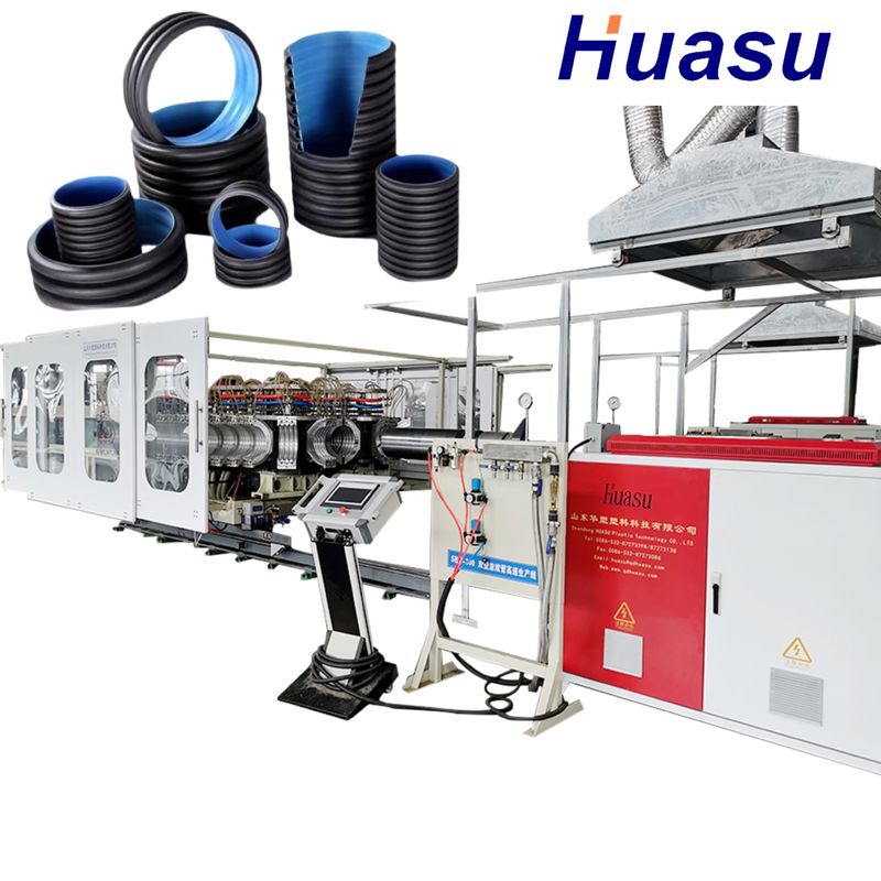 Ein Schraubentwurf Doppelwand-Wallrohr-Extrusionsleitung mit Temperaturregler und Sensor