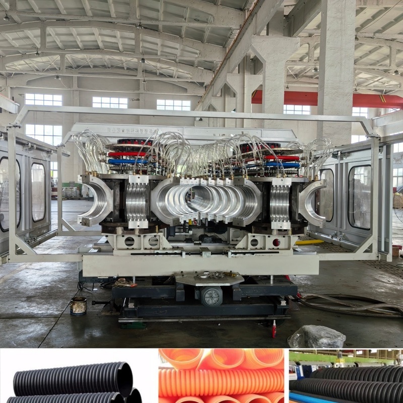 Maschine für doppelte Wandgewölbte Rohre mit Rohrdurchmesser von 300 mm bis 1600 mm Siemens PLC-System und Online-Belling für PVC/PE