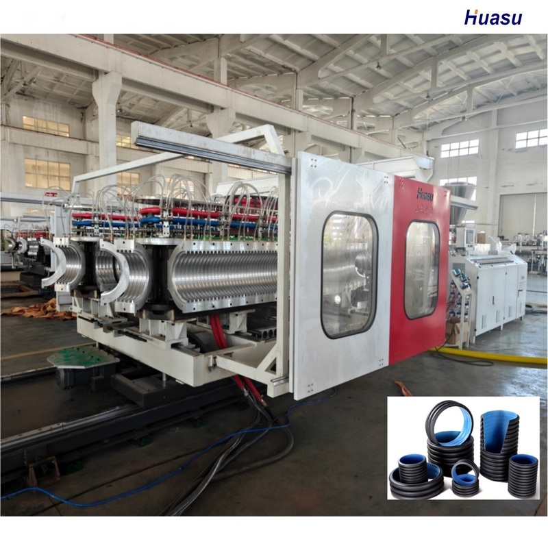 Double Wall Corrugated Pipe Extrusion Line with 6m or Customized Pipe Length HDPE PVC Model and Single or Twin Screw Co-extruder