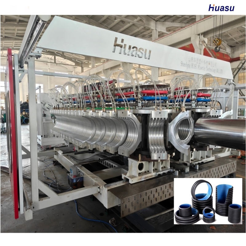 Double Wall Corrugated Pipe Extrusion Line with 6m or Customized Pipe Length HDPE PVC Model and Single or Twin Screw Co-extruder