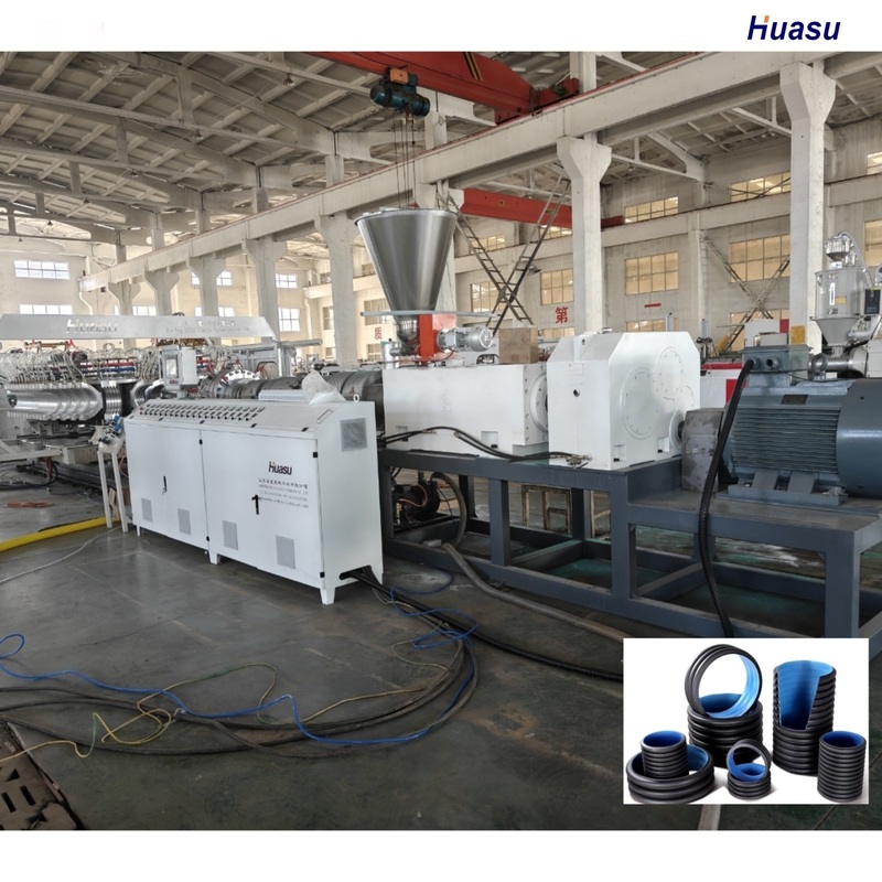 HDPE PVC Double Wall Corrugated Pipe Extrusion Line with 1 Year Warranty and Water Cooling System