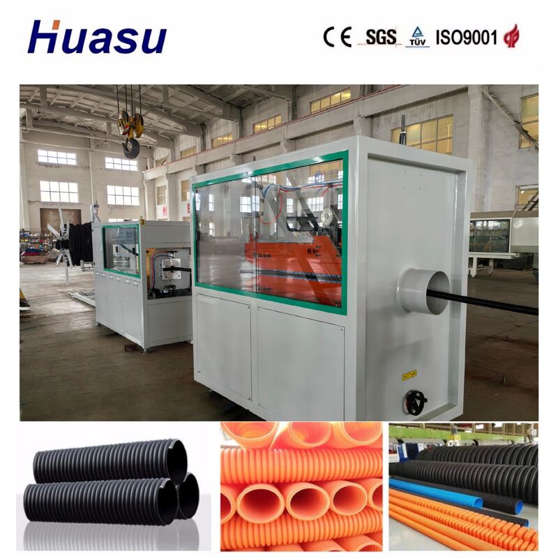 Doppelwandige/einwandige Wellrohr-Produktionslinie mit 60-2000 kg/h Leistung, 32 mm-1600 mm Rohrdurchmesser und SPS-Fernbedienung