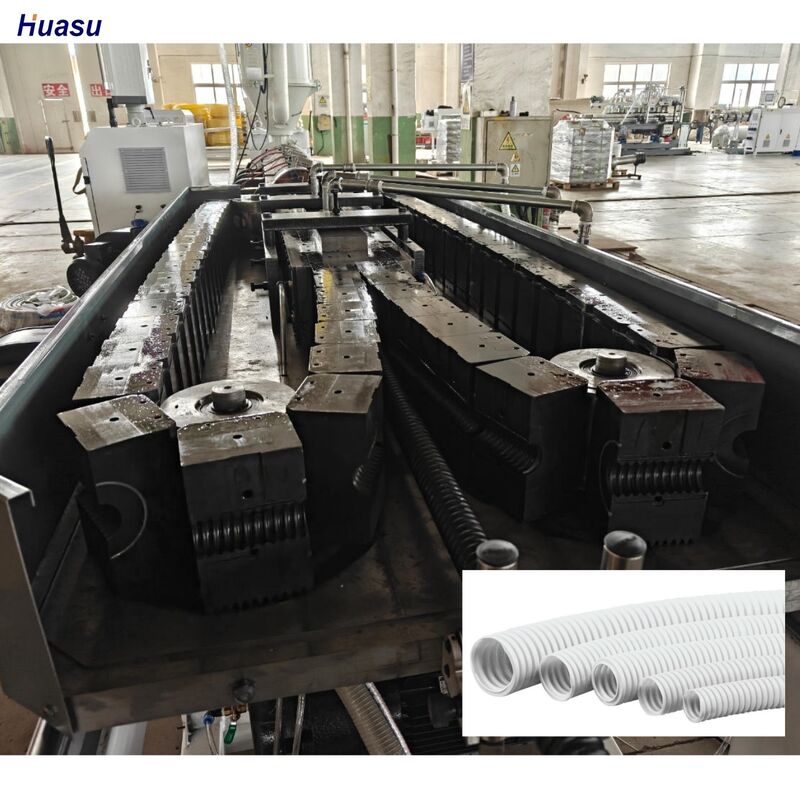 Computergestützte einwellige Wellrohr-Extrusionsanlage mit Siemens-Frequenzumrichter und Rotationsformen-Wellmaschine für den Betrieb