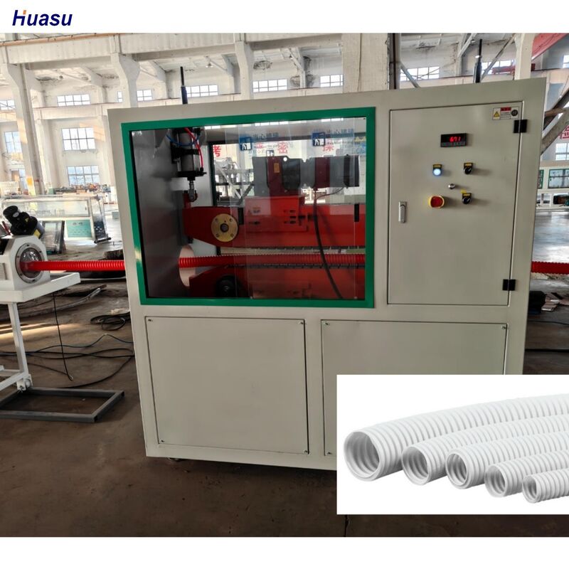 Einwellen-Wellrohr-Extrusionslinie Vollverzahntes Eingriffssystem Rotationsformen-Wellmaschine Computergesteuerte Produktion