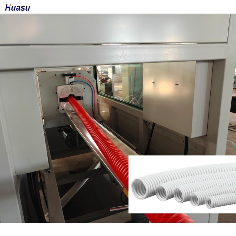 PLC mit Fernbedienung Einwandgewölbte Rohr Extrusionslinie Extrudiermaschine mit Omron Relais für die Produktion ausgestattet