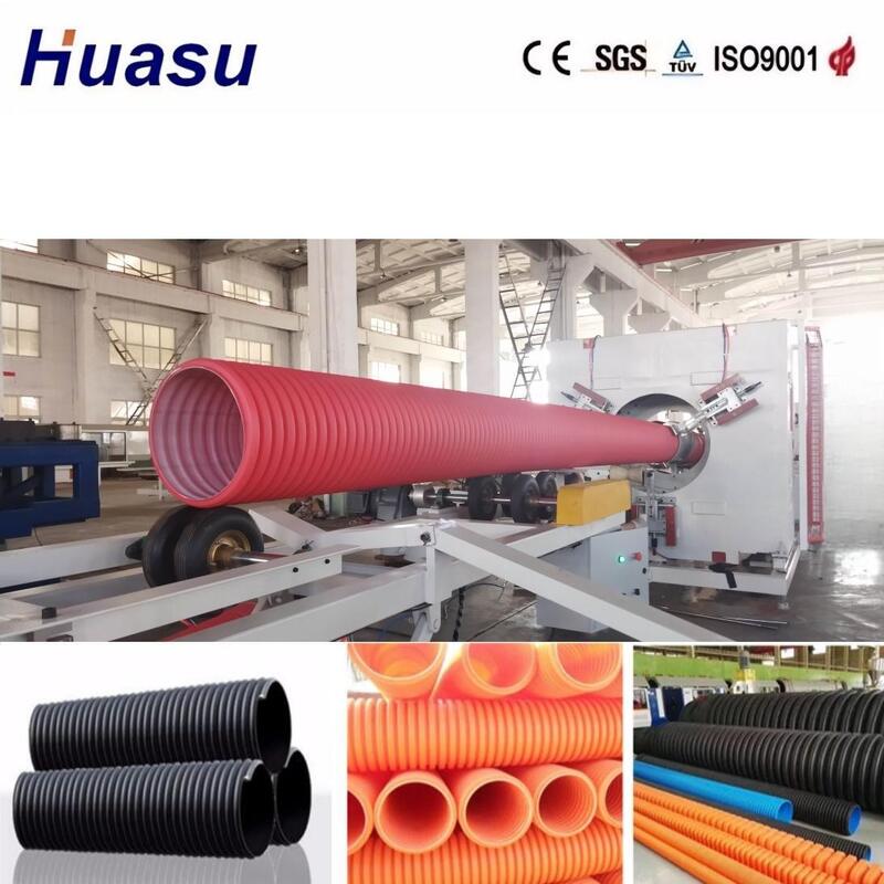 PLC-gesteuerte Doppelwand-Wallrohr-Extrusionslinie für Rohrdurchmesser von 32 mm bis 1600 mm mit hoher Produktivität