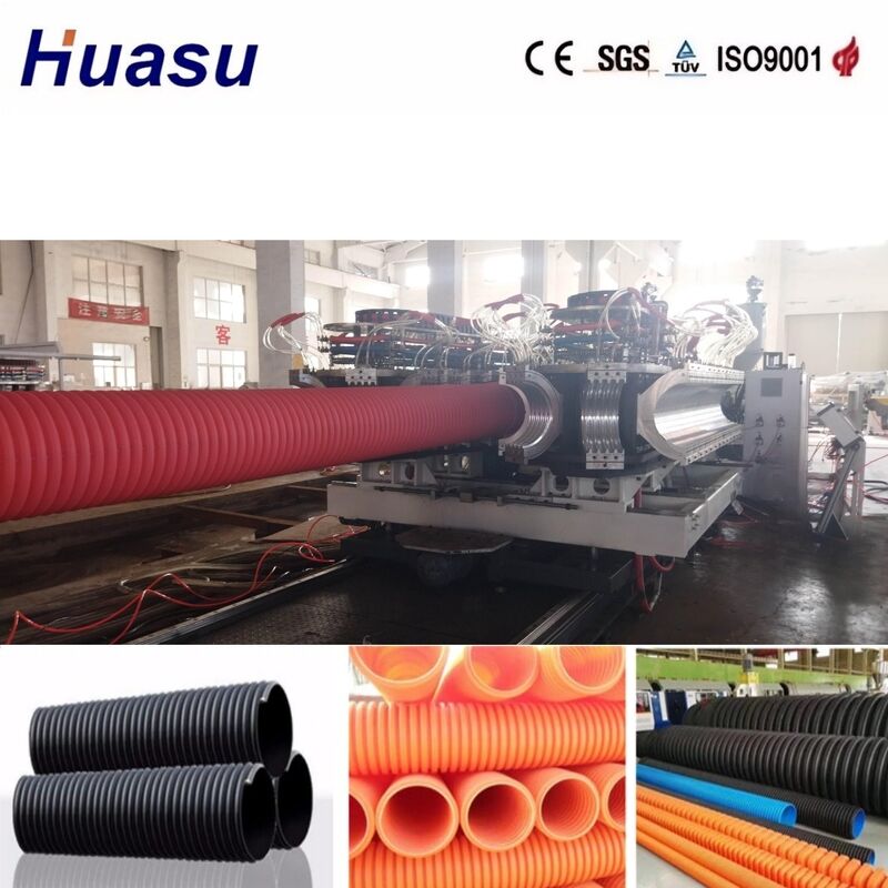 PLC-gesteuerte Doppelwand-Wallrohr-Extrusionsleitung für Rohre mit einer Kapazität von 100-3000 kg/h von 32 mm bis 1600 mm