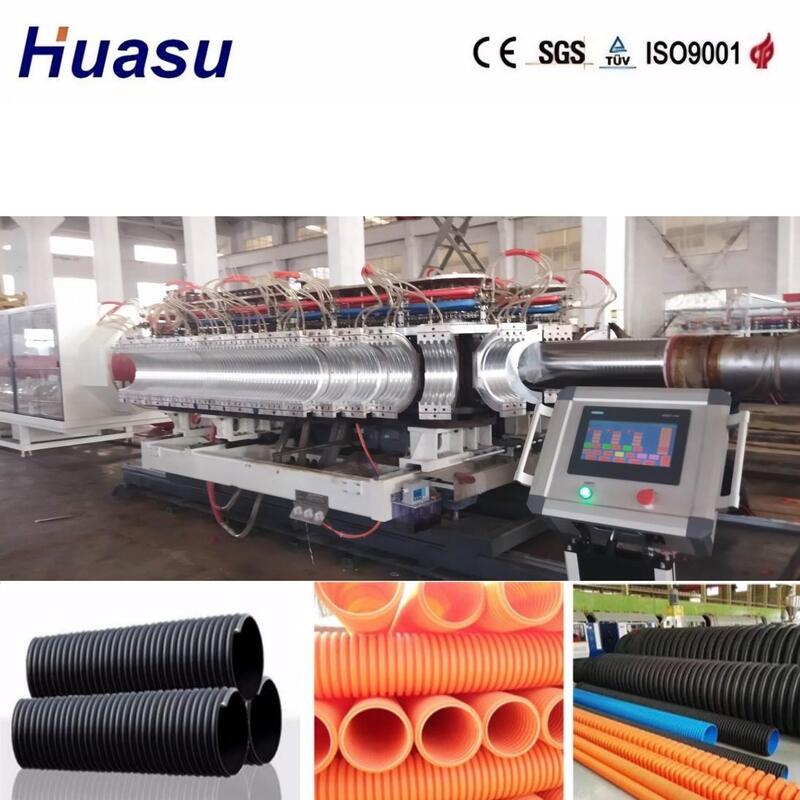 SPS-gesteuerte Doppelwand-Wellrohr-Extrusionslinie für Rohrdurchmesser von 32 mm bis 1600 mm mit hoher Produktivität