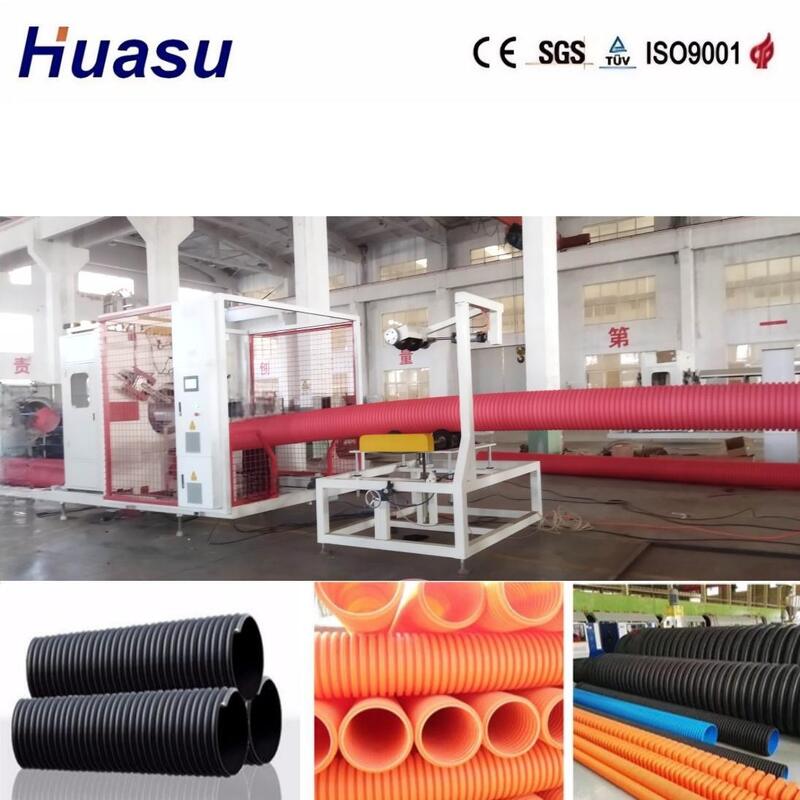 SPS-gesteuerte Doppelwand-Wellrohr-Extrusionslinie für Rohrdurchmesser von 32 mm bis 1600 mm mit hoher Produktivität