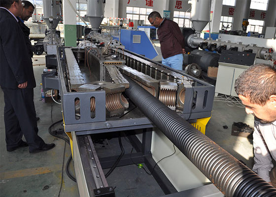 PLC 110mm Diameter PVC Corrugated Pipe Extrusion Line
