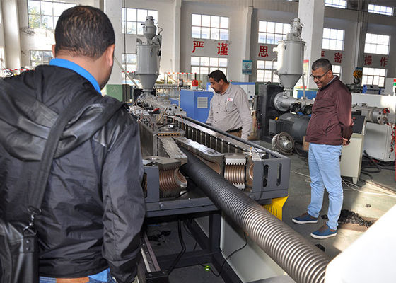 PLC 110mm Diameter PVC Corrugated Pipe Extrusion Line
